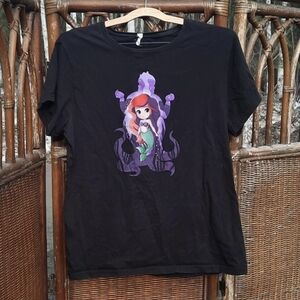 Disney Black Short Sleeve Tee with Ariel and Ursula Design